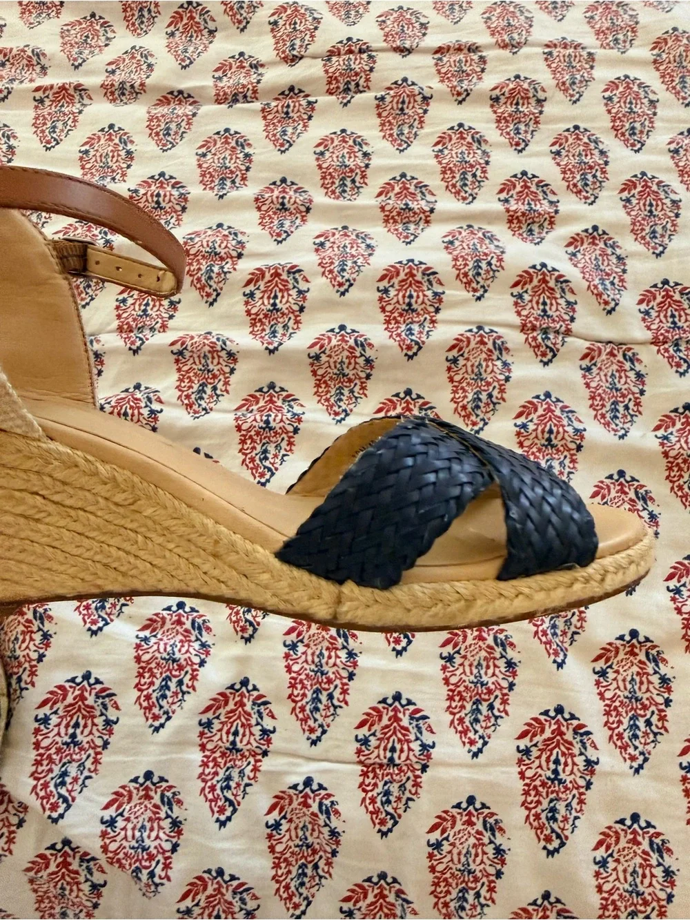 Lucky Brand Women’s Navy Braided Espadrille Wedge Sandals Size 10
